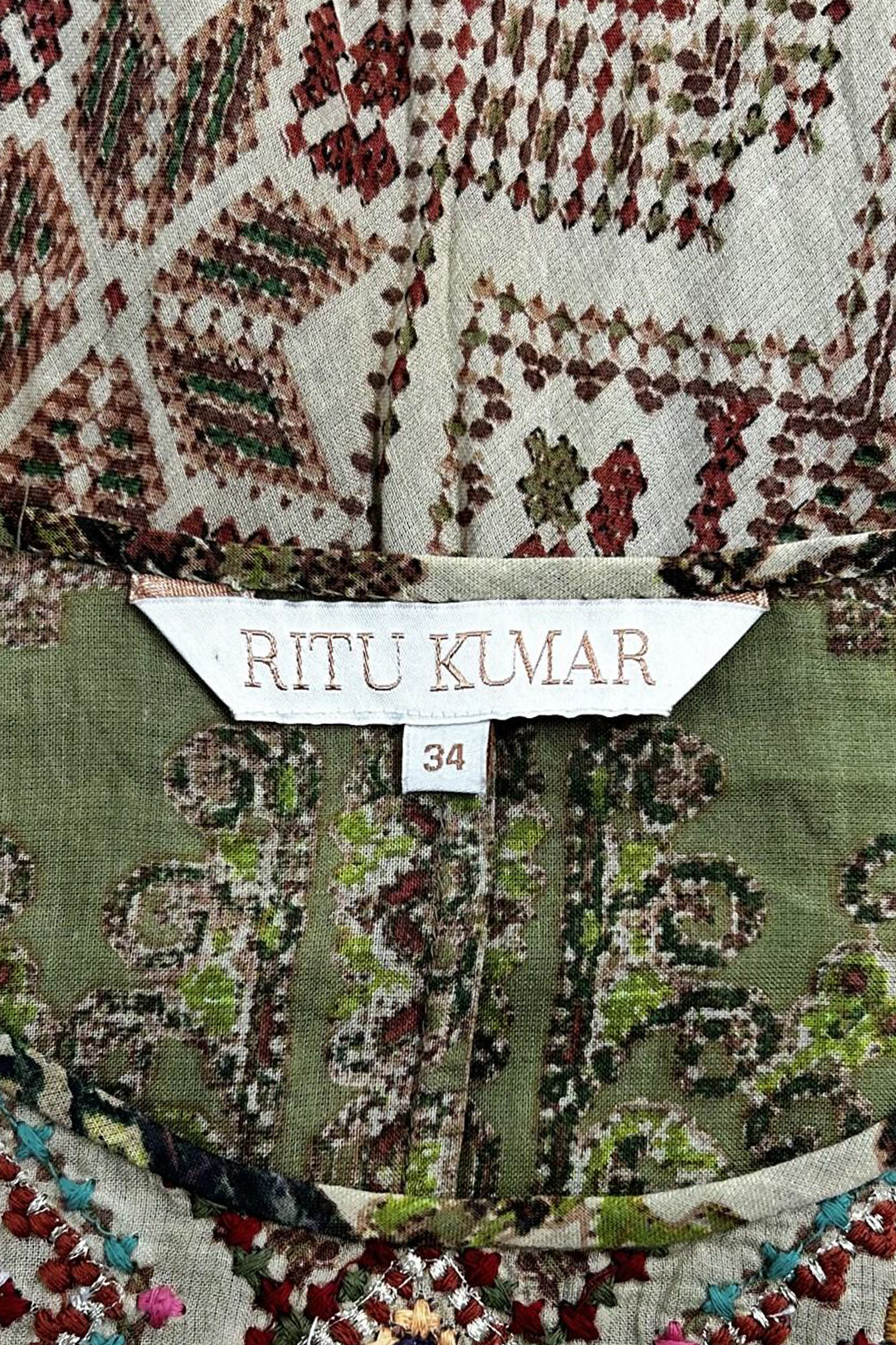 Green geometric printed kaftan dress